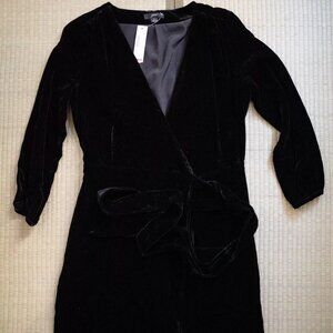 J.Crew Sz 0 Velvet Wrap Dress Black K0145